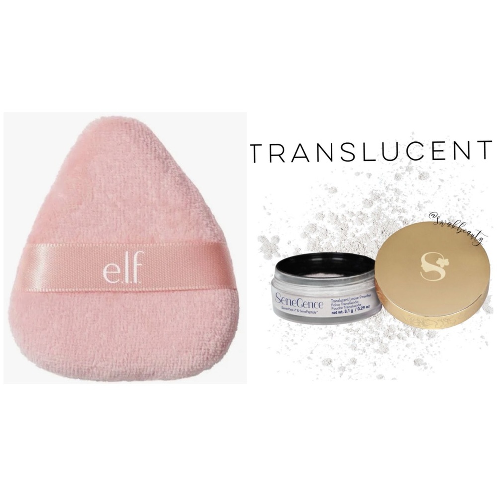 e.l.f. Halo Glow Pink Powder Puff & Senegence Translucent Setting Powder New